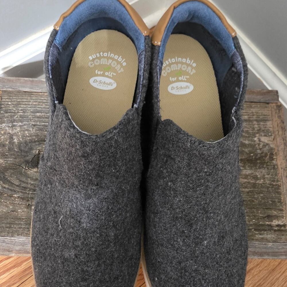Dr Scholl's Wedge Sneakers Grey Wool Blend Slip On Shoes Size 7M - Picture 4 of 6